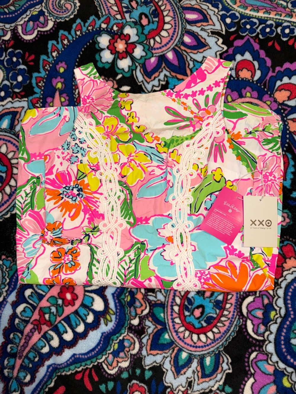Lilly Pulitzer Multi-Color Floral Lace Trim Dress